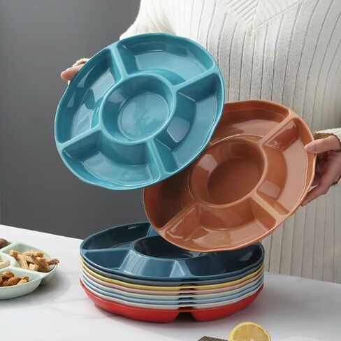 2 Pack Plastic Serving Trays for Party - Party Trays for Serving Food - 12 Inch Trays and Platters - Veggie Tray Platter/Divided Serving Tray in Kuwait