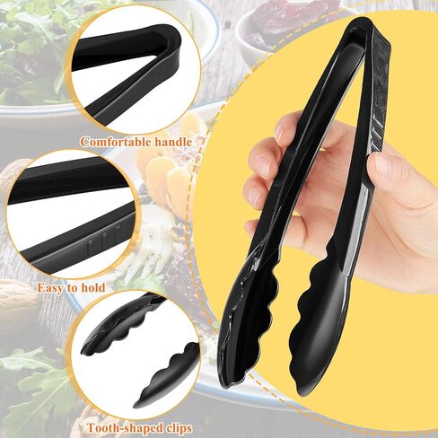 تيسكو فور يو، 50 قطعة من الملاقط البلاستيكية لتقديم الطعام بكميات كبيرة، ملقط تقديم بلاستيكي للاستعمال مرة واحدة مقاس 9 بوصة، ملقط سلطة عالي التحمل للمطبخ والبوفيه والشواء والمناسبات وتقديم الطعام (أسود) in Kuwait