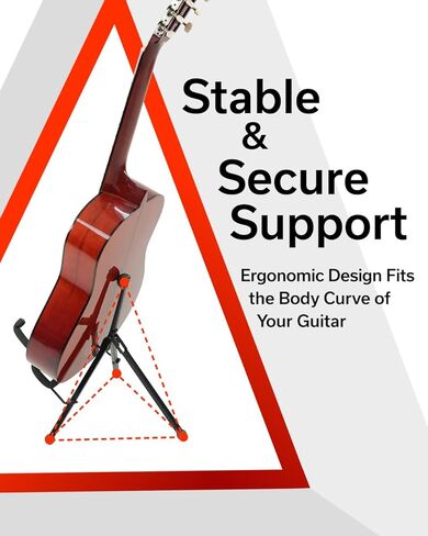 حامل جيتار هاميلتون KB3500G StagePro صغير الحجم، تصميم حامل ثلاثي الإطار للجيتار الصوتي والكهربائي والباس - هيكل قابل للطي جاهز للسفر in Saudi Arabia