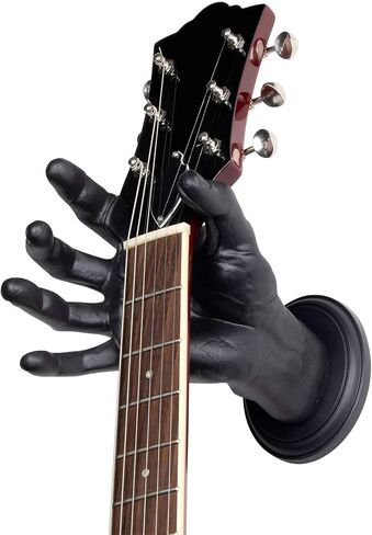 GUITARGRIP شماعة جيتار على شكل يدوي للكهرباء، والباس، والبانجو، والأوكيليلي - حامل جيتار حرفي على الحائط - خطافات جيتار متينة لنموذج ذكر الحائط، لمسة نهائية فضية عتيقة، قبضة يمين in Saudi Arabia