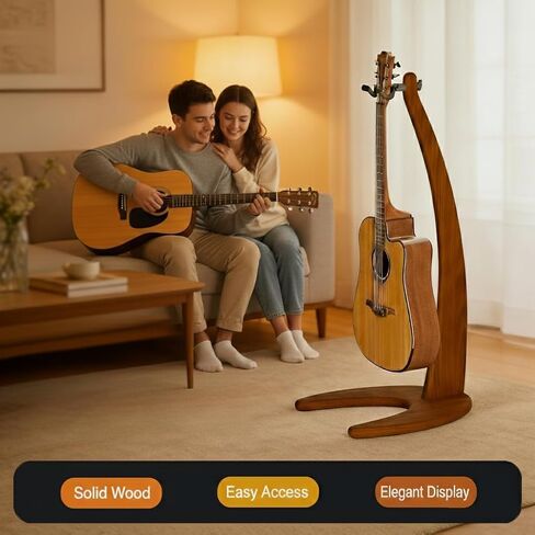 Guitar Stand,Acoustic Guitar Stand,Solid Wooden Guitar Stand,Freestanding Wooden Guitar Mount,Guitar Holder, Handcrafted Floor Stand for Guitar/electric guitar/Bass/Banjo/Mandolin/violin - Art-Grade in Saudi Arabia