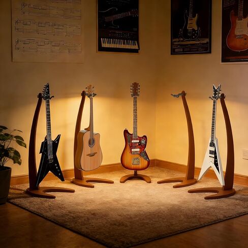 Guitar Stand,Acoustic Guitar Stand,Solid Wooden Guitar Stand,Freestanding Wooden Guitar Mount,Guitar Holder, Handcrafted Floor Stand for Guitar/electric guitar/Bass/Banjo/Mandolin/violin - Art-Grade in Saudi Arabia