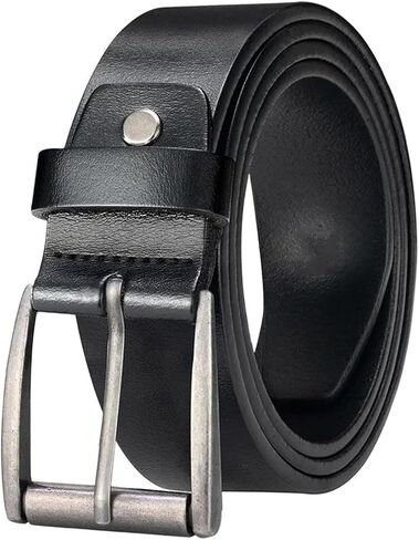 Men's Casual Vintage Alloy Pin Buckle Second Layer Leather Belt For Jeans Trousers Work Pants in Saudi Arabia