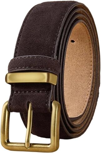 Women's Suede Cowhide Leather Belt Vintage Style Gold Buckle Wide Waistband For Belt in Saudi Arabia
