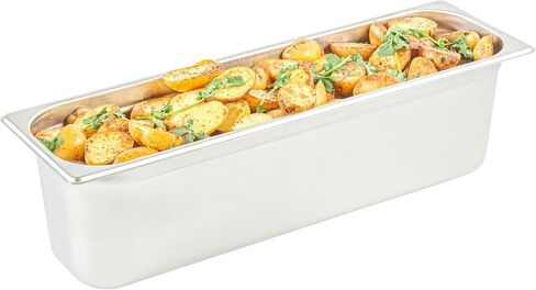 Restaurantware Long Hotel Pan 1 Count 1/2 Size Anti-Jam 2.5â€ Deep Freezable 24 Gauge Stainless Steel Steam Pan - Lid Sold Separately, for Use in Commercial Kitchens, and Catering Events in Saudi Arabia