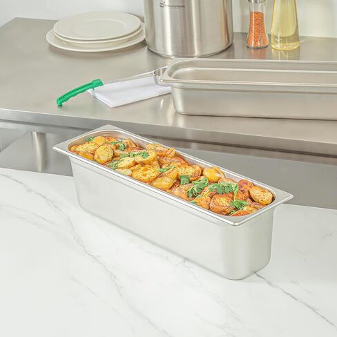 Restaurantware Long Hotel Pan 1 Count 1/2 Size Anti-Jam 2.5â€ Deep Freezable 24 Gauge Stainless Steel Steam Pan - Lid Sold Separately, for Use in Commercial Kitchens, and Catering Events in Saudi Arabia