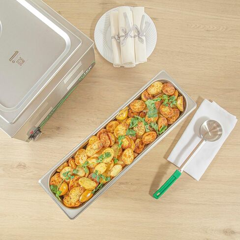 Restaurantware Long Hotel Pan 1 Count 1/2 Size Anti-Jam 2.5â€ Deep Freezable 24 Gauge Stainless Steel Steam Pan - Lid Sold Separately, for Use in Commercial Kitchens, and Catering Events in Saudi Arabia