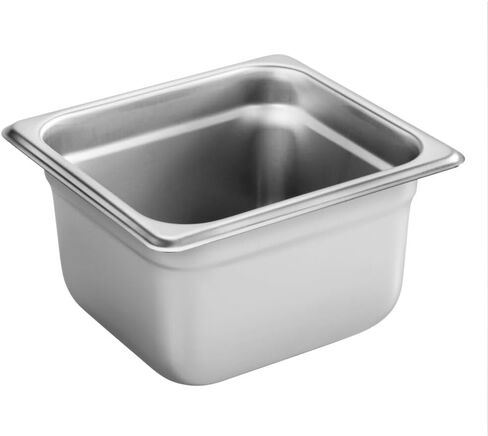 New Star Foodservice 1/6 Size Stainless Steel Steam Table Pan, 7.0 x 6.4 x 4.0 Inches, 18/8 Stainless Steel, 24 Gauge, NSF Certified (Set of 6) in Saudi Arabia