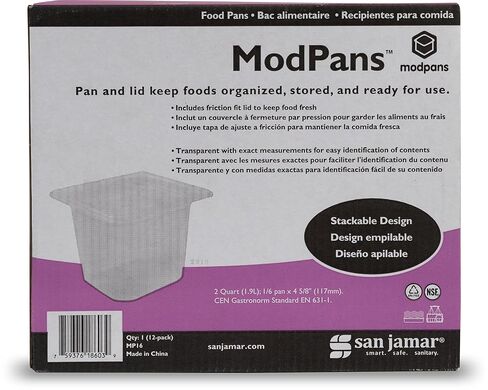 San Jamar Modpans 1/6 Food Pan and Lid for Kitchens and Restaurants, Plastic, 2 Quarts, White in Saudi Arabia