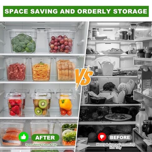 مجموعة من 12 قطعة من مقالي الطعام المصنوعة من البولي كربونات من West Bay مقاس 1/9 مقاس 4 بوصات مع أغطية، مقالي فندقية تجارية شفافة، حاويات تخزين الطعام للمطعم، إعداد الطعام، البوفيه، بار السلطة، المطبخ المنزلي وتقديم الطعام in Kuwait