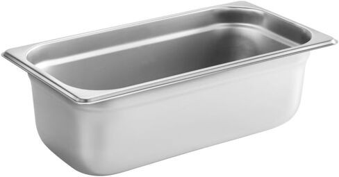 مقلاة طاولة بخار من الفولاذ المقاوم للصدأ مقاس 1/3 من New Star Foodservice، 12.8 × 7.0 × 4.0 بوصة، 18/8 من الفولاذ المقاوم للصدأ، مقياس 24، معتمدة من NSF (مجموعة من 6) in Saudi Arabia