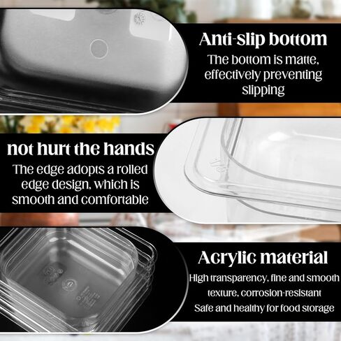 8 عبوات من مقالي الطعام المصنوعة من البولي كربونات مقاس 1/6 - مقالي فندقية تجارية شفافة عميقة مقاس 2.5 بوصة لطاولات الإعداد والبوفيه - حاويات تخزين الطعام البارد مقاومة للكسر وقابلة للتكديس (6.9 بوصة × 6.4 بوصة) in Kuwait