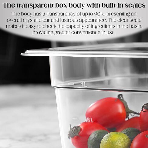 8 عبوات من مقالي الطعام المصنوعة من البولي كربونات مقاس 1/6 - مقالي فندقية تجارية شفافة عميقة مقاس 2.5 بوصة لطاولات الإعداد والبوفيه - حاويات تخزين الطعام البارد مقاومة للكسر وقابلة للتكديس (6.9 بوصة × 6.4 بوصة) in Kuwait