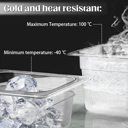 8 عبوات من مقالي الطعام المصنوعة من البولي كربونات مقاس 1/6 - مقالي فندقية تجارية شفافة عميقة مقاس 2.5 بوصة لطاولات الإعداد والبوفيه - حاويات تخزين الطعام البارد مقاومة للكسر وقابلة للتكديس (6.9 بوصة × 6.4 بوصة) in Kuwait