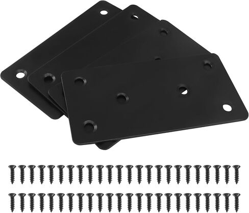 Zorfeter 4 Pack 4" x 2" (L x W) Black Flat Mending Plate, Metal Joining Bracket with Holes Stainless Steel Brace, Straight Steel Fixing Plate for Wood Furniture/Fence Assembly in Kuwait