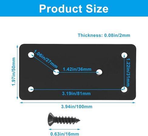 Zorfeter 4 Pack 4" x 2" (L x W) Black Flat Mending Plate, Metal Joining Bracket with Holes Stainless Steel Brace, Straight Steel Fixing Plate for Wood Furniture/Fence Assembly in Kuwait