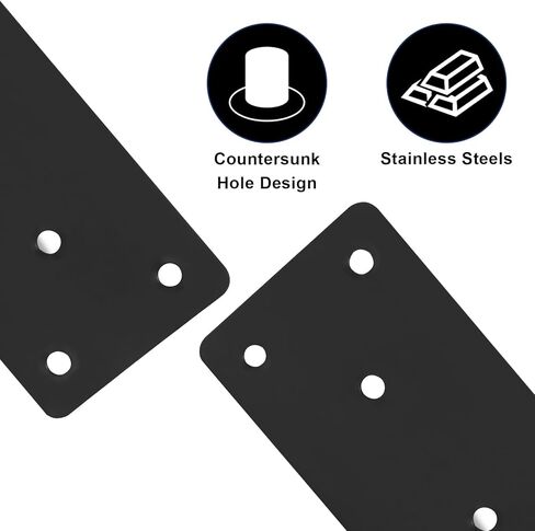 Zorfeter 4 Pack 4" x 2" (L x W) Black Flat Mending Plate, Metal Joining Bracket with Holes Stainless Steel Brace, Straight Steel Fixing Plate for Wood Furniture/Fence Assembly in Kuwait