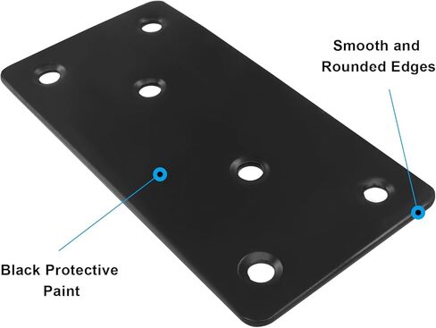 Zorfeter 4 Pack 4" x 2" (L x W) Black Flat Mending Plate, Metal Joining Bracket with Holes Stainless Steel Brace, Straight Steel Fixing Plate for Wood Furniture/Fence Assembly in Kuwait