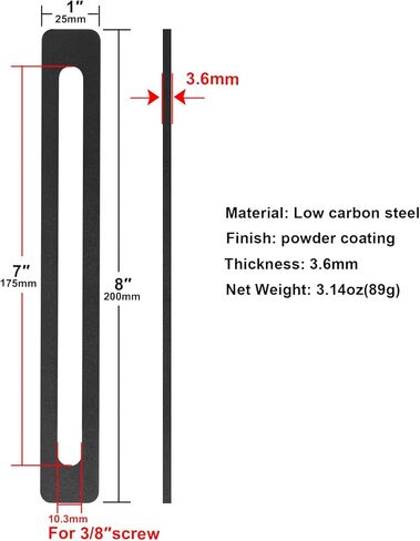 10 Pack 8" x 1" Steel Slotted Flat Mending Plate, 3/8" Slot Hole Adjustable Metal Plate, 5/32" Thick in Kuwait