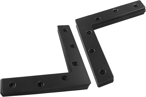 Hordion 6Pcs 5 x 5 Inch L Shape Flat Corner Brace (120 X 120mm), Right Angle Bracket Black Heavy Duty Repair Mending Plates for Wood Furniture Chair Drawer Cabinet in Kuwait