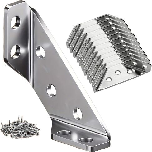 8pcs 2mm Thickened Stainless Steel Corner Brackets for Wood – Heavy Duty 90 Degree L Angle Braces with Screws, Strong Furniture Corner Connectors for Shelves, Cabinets, Tables & Drawers in Kuwait