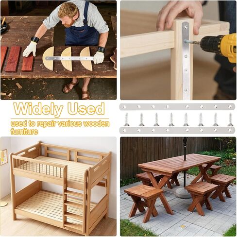 24 Pcs 12" Flat Mending Plates Stainless Steel Straight Brackets Metal Brackets with Holes Repair Fixing Bracket for Wood Connector with 192 Screws in Kuwait