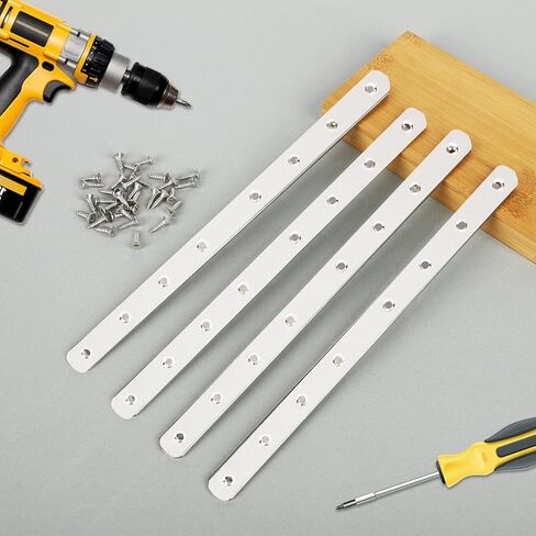 24 Pcs 12" Flat Mending Plates Stainless Steel Straight Brackets Metal Brackets with Holes Repair Fixing Bracket for Wood Connector with 192 Screws in Kuwait