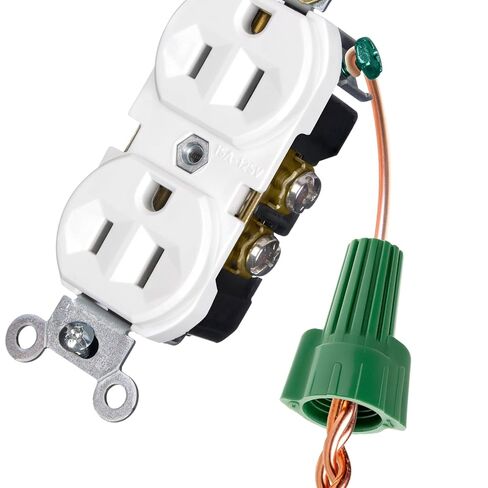 QWORK Winged Ground Wire Connectors Nuts with Hole, 100 Pcs 14-10 AWG Twist-On Electrical Wire Caps for Cable Grounding, Green in Saudi Arabia