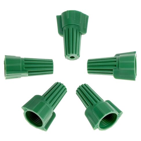 QWORK Winged Ground Wire Connectors Nuts with Hole, 100 Pcs 14-10 AWG Twist-On Electrical Wire Caps for Cable Grounding, Green in Saudi Arabia