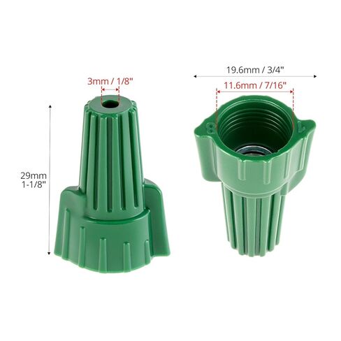 QWORK Winged Ground Wire Connectors Nuts with Hole, 100 Pcs 14-10 AWG Twist-On Electrical Wire Caps for Cable Grounding, Green in Saudi Arabia