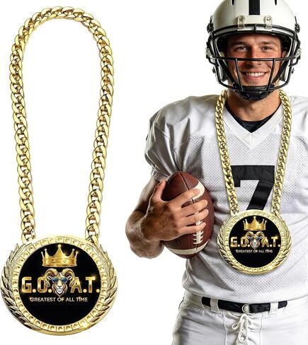 Big MVP Medal Turnover Chain - 6" Big Gold Sports Achievements Soccer Award Medal for Most Valuable Player,Fantasy Football Champion Chain for Sport Competitions Celebration,Prize Gifts Party Favors in Saudi Arabia