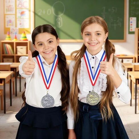 Quelay 30 Pcs Spelling Bee Honeycomb Medals Bulk 2 Inch Gold, Silver, Bronze Spelling Bee Award Medals with Neck Ribbon Metal Trophy Award Prize Gift for Kids Adults Competitions Trophy Party Supplies in Saudi Arabia