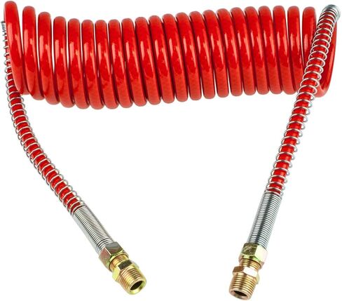 15' RED AND BLUE COIL COILED AIR LINE HOSE SET - TRAILER BRAKE - 1/2" Fittings in Saudi Arabia