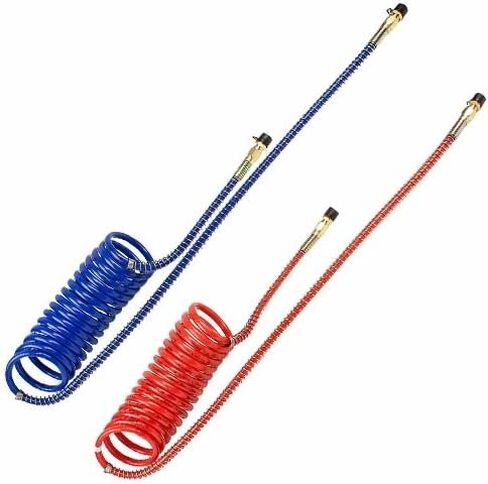 15' RED AND BLUE COIL COILED AIR LINE HOSE SET - TRAILER BRAKE - 1/2" Fittings in Saudi Arabia