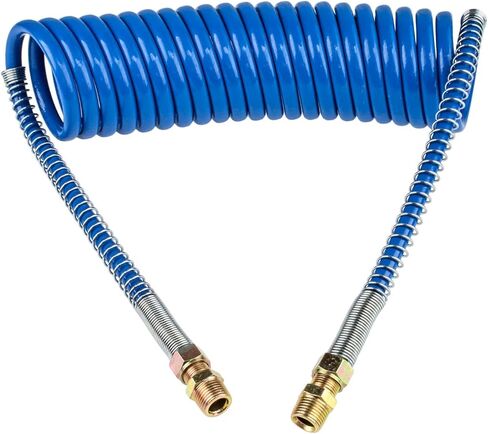15' RED AND BLUE COIL COILED AIR LINE HOSE SET - TRAILER BRAKE - 1/2" Fittings in Saudi Arabia