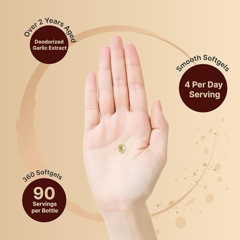 مستخلص الثوم المعتق من NatureBell 1000 مجم، لعمر أكثر من عامين، 360 كبسولة هلامية عديمة الرائحة - الآليوم ساتيفوم - مصنوع من زيت MCT - غير معدل وراثيًا، خالي من الغلوتين in Saudi Arabia