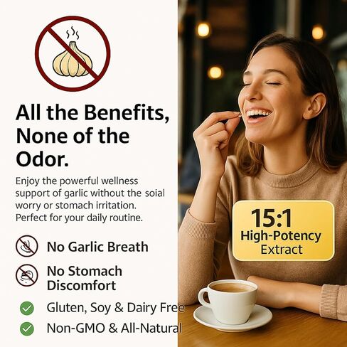 Aged Garlic Extract 300 Softgels - 7500mg High Potency, Odorless Garlic, Non-GMO Aged Garlic Supplement for Heart Health, Immune Support & Antioxidant Benefits | 2 Years Aged Garlic Extract in Saudi Arabia