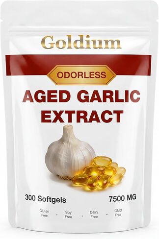 مستخلص الثوم المسن 7500 مجم كبسولات هلامية عديمة الرائحة - كبسولات مستخلص الثوم المسن لصحة القلب وضغط الدم ودعم المناعة، ثوم عضوي عديم الرائحة للبالغين، عدد 300 in Kuwait