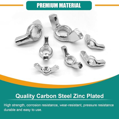 360PCS Wing Nuts Assortment Kit, Metric & SAE Wingnuts 13 Sizes Carbon Steel Zinc Plated Butterfly Wing Nut M3-M12, #6-32 to 3/8"-16 Hardware Fasteners in Saudi Arabia