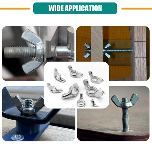 360PCS Wing Nuts Assortment Kit, Metric & SAE Wingnuts 13 Sizes Carbon Steel Zinc Plated Butterfly Wing Nut M3-M12, #6-32 to 3/8"-16 Hardware Fasteners in Saudi Arabia