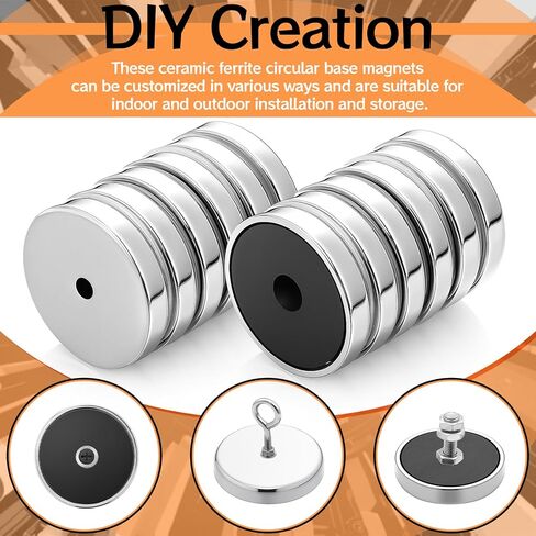 12 Pcs Ceramic Ferrite Round Base Magnet with Chrome Plated Steel Cup, Cup Diameter: 1.42", Center Hole: 0.19", Thickness: 0.26" Heavy-Duty Magnets for R Tool Rack, Cabinet Fixture in Saudi Arabia