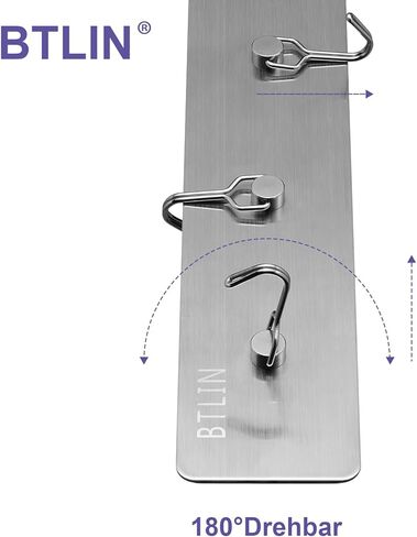 رف خطاف مغناطيسي من BTLIN، من الفولاذ المقاوم للصدأ، تثبيت مغناطيسي قوي، مثالي للمطبخ، الثلاجة، المرآب، الشواء، الأدوات، 5 خطافات، 30 سم، مقاوم للصدأ، لمسة نهائية فضية عصرية in Kuwait