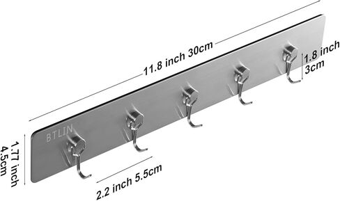 رف خطاف مغناطيسي من BTLIN، من الفولاذ المقاوم للصدأ، تثبيت مغناطيسي قوي، مثالي للمطبخ، الثلاجة، المرآب، الشواء، الأدوات، 5 خطافات، 30 سم، مقاوم للصدأ، لمسة نهائية فضية عصرية in Kuwait