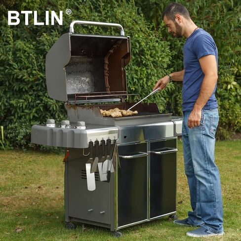 رف خطاف مغناطيسي من BTLIN، من الفولاذ المقاوم للصدأ، تثبيت مغناطيسي قوي، مثالي للمطبخ، الثلاجة، المرآب، الشواء، الأدوات، 5 خطافات، 30 سم، مقاوم للصدأ، لمسة نهائية فضية عصرية in Kuwait