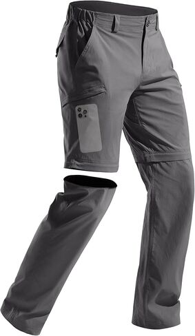 FREE SOLDIER Men's Outdoor Convertible Hiking Pants with Belt Lightweight Quick Dry Tactical Cargo Pants Nylon Spandex (Gray 42W x 30L) in Saudi Arabia