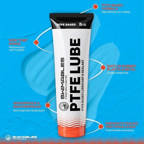 سويمابلز 5 أوقية لوب PTFE - مانع تسرب قائم على PTFE لتشحيم حمام السباحة والحشوات ومعدات حمامات السباحة - زيوت سحرية طويلة الأمد لزيوت تصفية حمامات السباحة، مضخات السبا - مقاومة للماء وغير قابلة للذوبان - عبوة واحدة in Kuwait