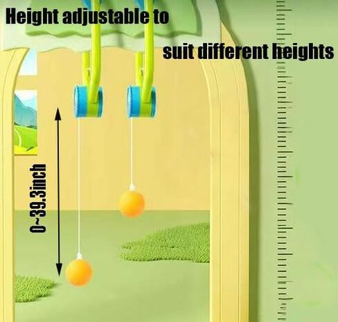 Door Pong Game Set,Hanging Table Tennis Trainer Portable Set for Kids with 2 Pcs Racket & 6 Pcs Balls, Adjustable Portable Table Tennis Exerciser for Indoor Fun (Wooden Racket) in Kuwait