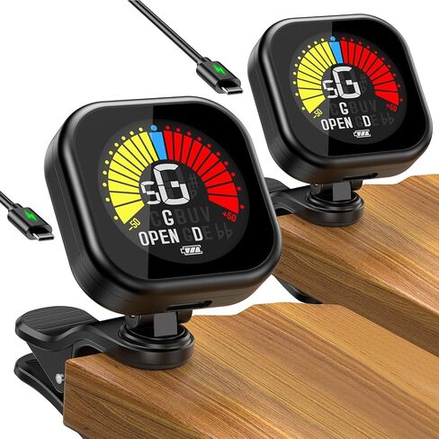 2Pack New Bee Guitar Tuner Clip-On Rechargeable with Color Screen 360° Rotatable Acoustic Chromatic Open Tuning for Guitar, Bass, Ukulele, Violin, Cello in Kuwait