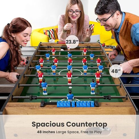 طاولة كرة قدم مقاس 48 بوصة، طاولة ألعاب بحجم المنافسة مع دعم أرجل الطاولة قابل للتعديل، 3 كرات للبالغين، المنزل، غرفة الألعاب in Kuwait