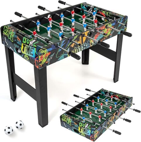 Goplus Foosball Table, 2-in-1 Soccer Table with Detachable Legs for Tabletop, Freestanding Arcade Game Table with 2 Balls, 2 Score Records for Adults, Indoor Home Office Bar Game Room in Saudi Arabia